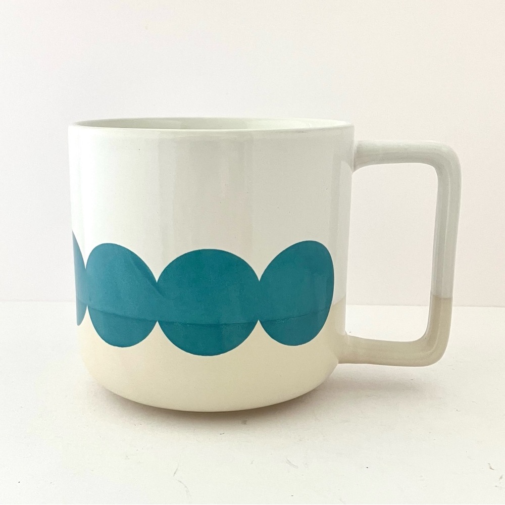 WILD SAGE Color Block Mug Blue Circle Contemporary dotted Large Mug NEW 16 oz